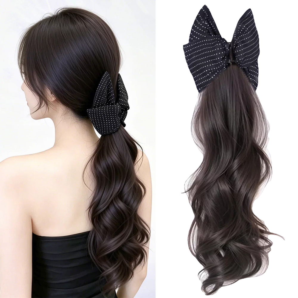 Hair Claw Clip Set - Bow Claw Clip Synthetic Ponytail Hairpiece