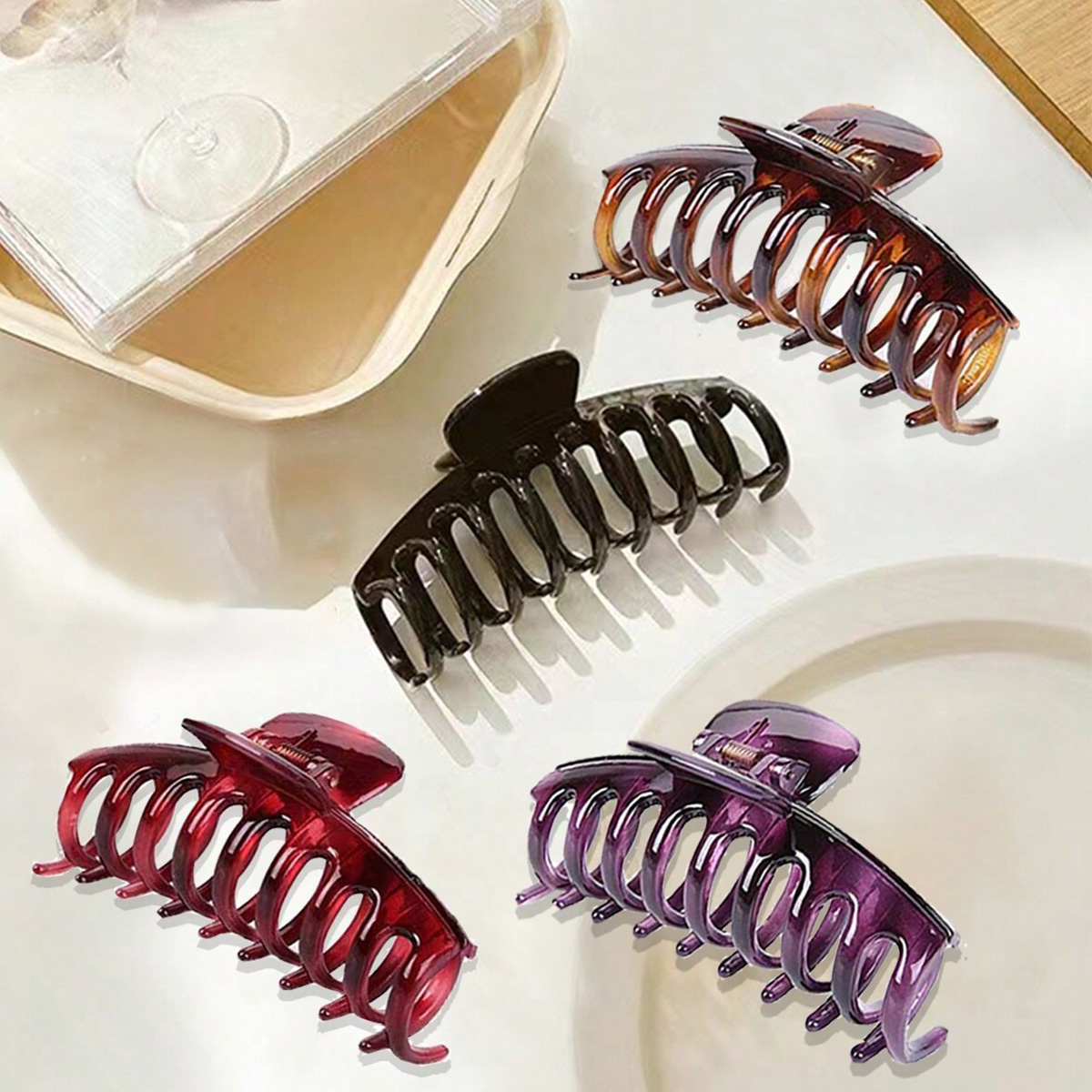 4PCS Women's Multi-Color Resin - Hair Claw Clip Set recension och pris