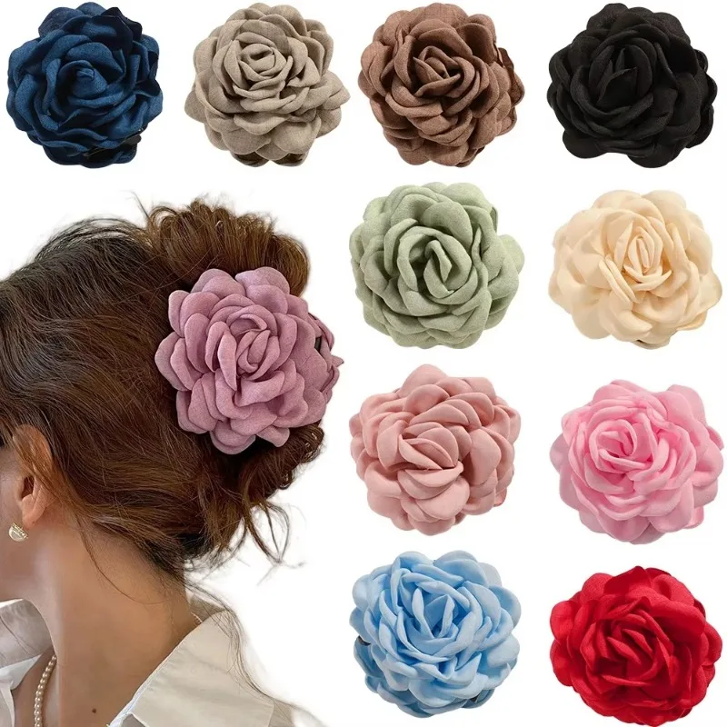 French Fabric Rose Flower Hair - Hair Claw Clip Set recension och pris